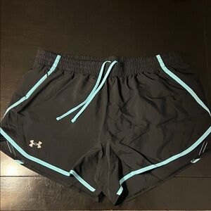 Under Armour Women's Athletic Shorts in Black with Aqua Accents